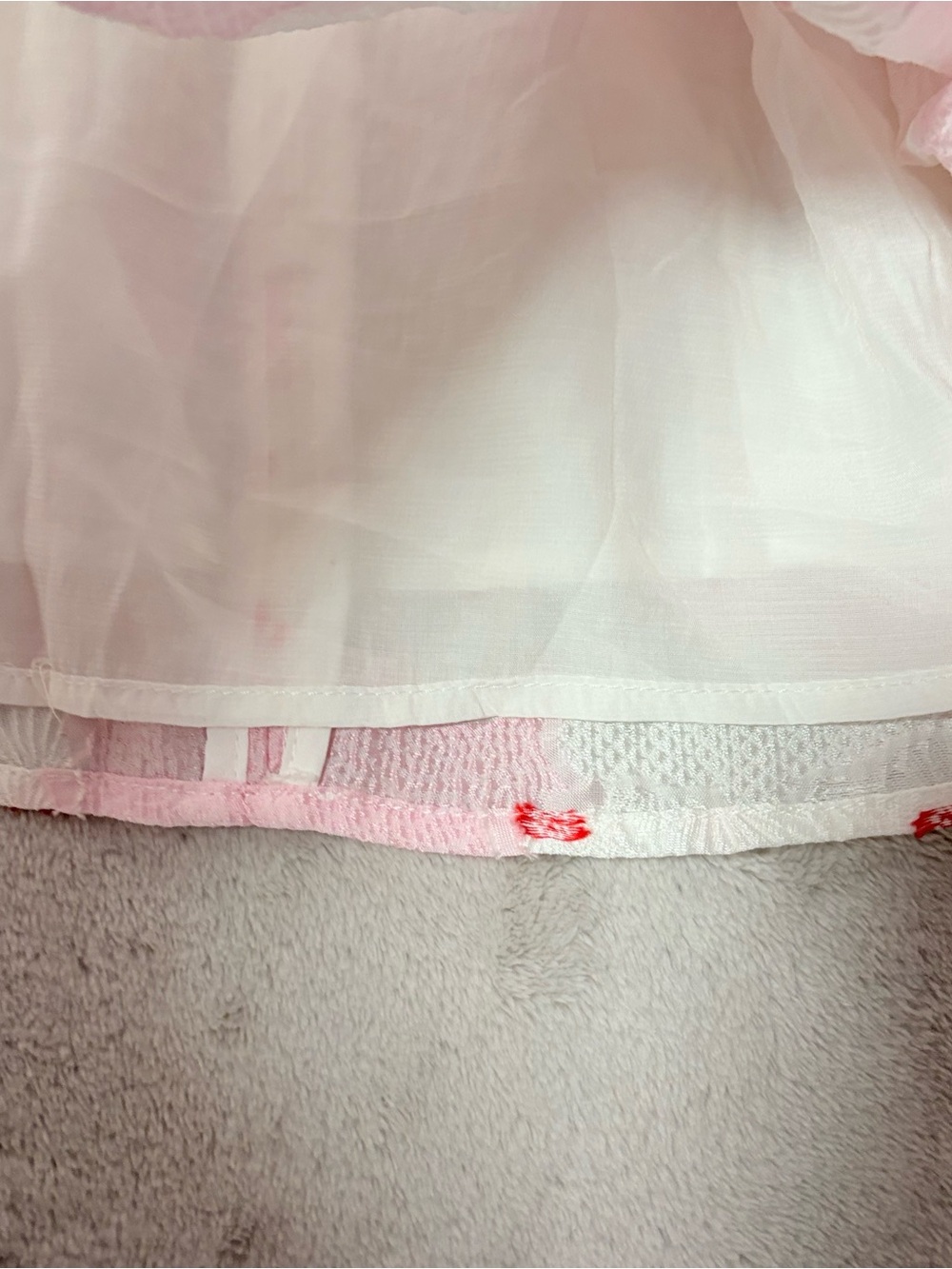 Sister Jane Red, White and Pink Puff Sleeve Babydoll Top medium - Picture 3 of 12